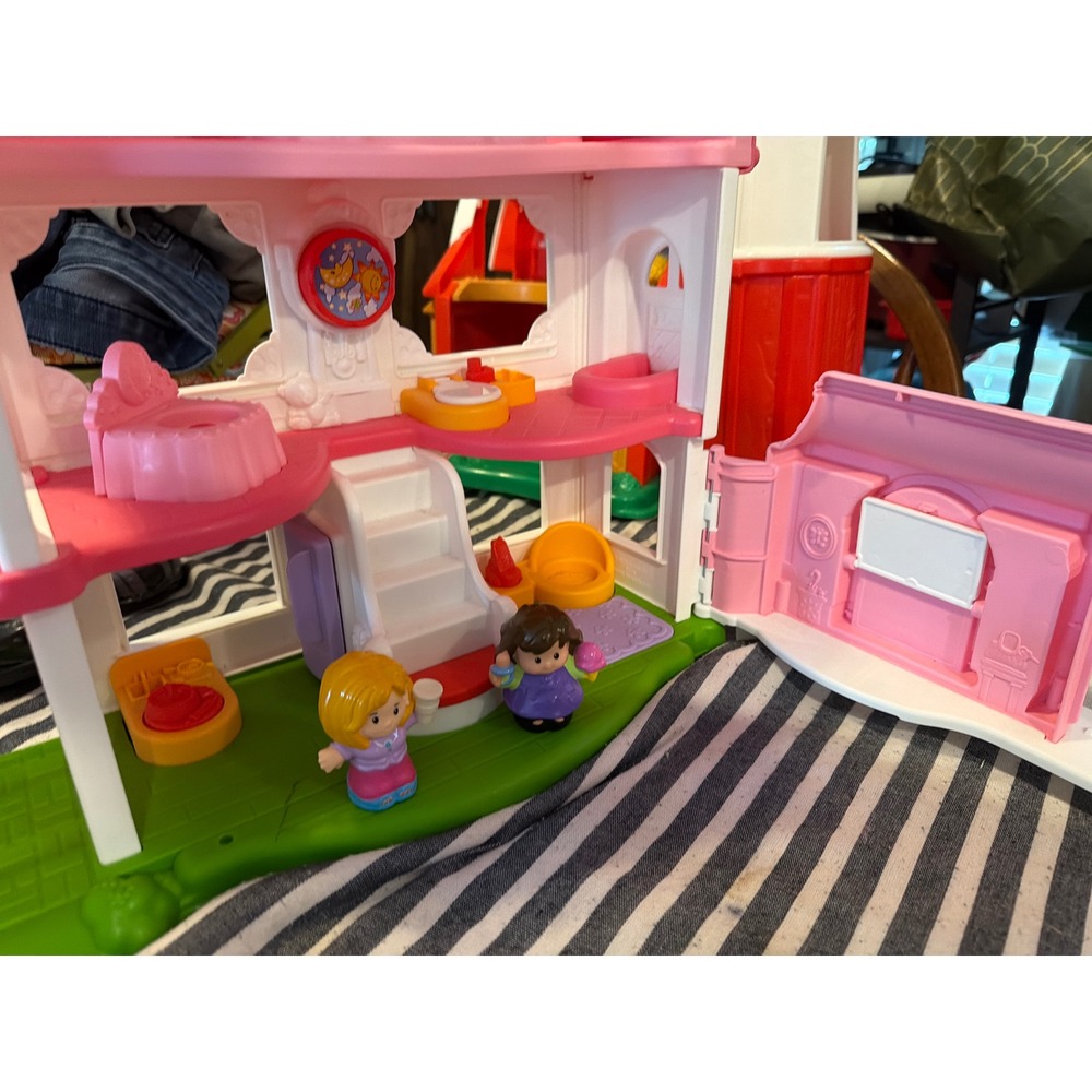 Fisher-Price Little People Happy Sounds Home Pink White Playset 2013 Mattel